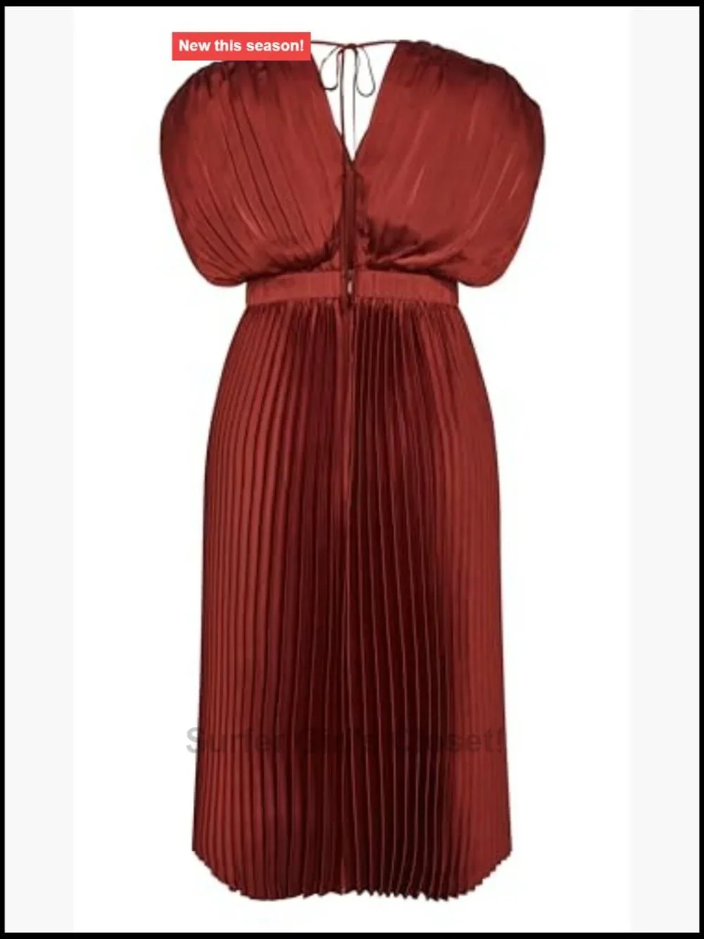 Plus Size Cocktail Dress Midi Satin Pleated V-Neck Sleeveless